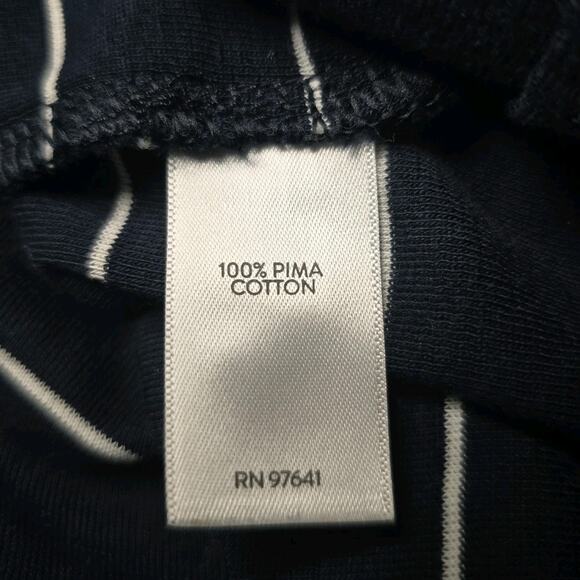 J Jill Pima 3/4 Sleeve V-Neck Navy Blue White Classic Stripe Pima Cotton Top Med - Picture 10 of 11